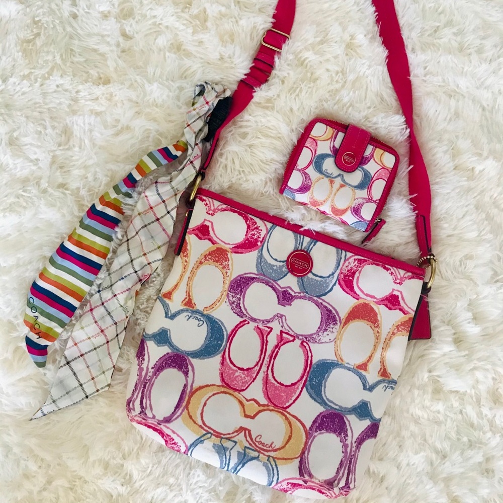 COACH Crossbody, Wallet & Scarf Matching Set